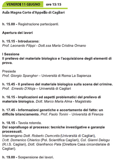 PROGRAMMA 11 giugno